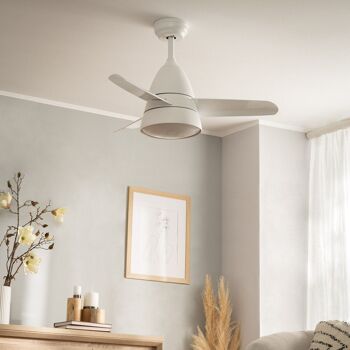Ledkia Ventilateur de Plafond LED Industriel Blanc 91cm WiFi Sélectionnable (Chaud-Neutre-Froid) 3