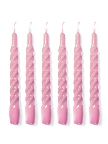 Bougies brillantes torsadées roses (paquet de 6) 3