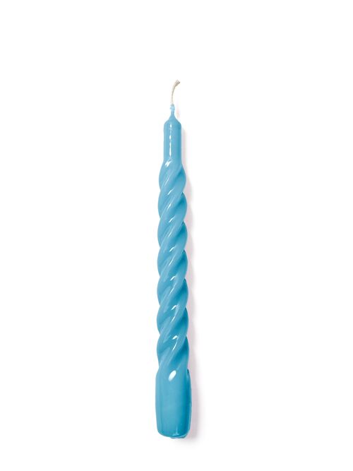 Light Blue Twisted Gloss Candles (Pack of 6)