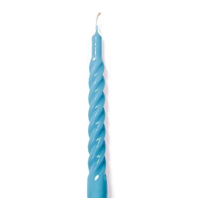 Light Blue Twisted Gloss Candles (Pack of 6)