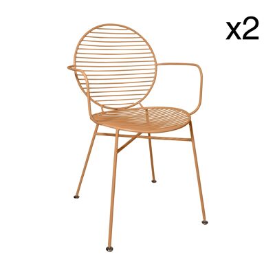 LOT DE 2 FAUTEUILS DE TABLE EN METAL TERRACOTTA 57X55.5XH86CM MADISON