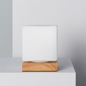 Lampe de table en bois blanc et verre Ledkia Retilles 8