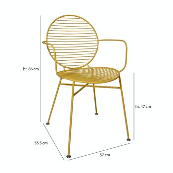 LOT 2 FAUTEUILS DE TABLE EN METAL JAUNE 57X55.5XH86CM MADISON 4