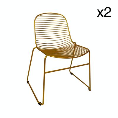 SET OF 2 CHAIRS IN GOLD METAL MONTAUK