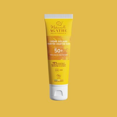 Crème solaire certifiée bio - teintée SPF50+