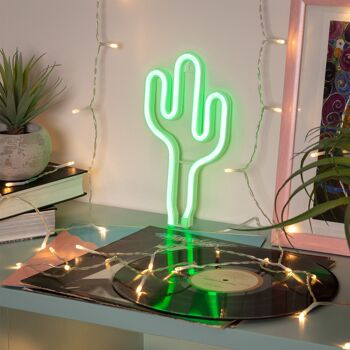 Ledkia Neon LED Cactus avec Batterie Verte 3