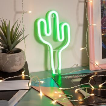 Ledkia Neon LED Cactus avec Batterie Verte 4