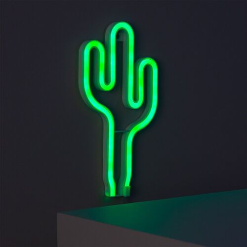 Ledkia Neón LED Cactus con Batería Verde