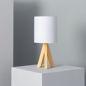 Lampe de table en bois Kanuni blanc Ledkia 1