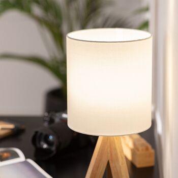 Lampe de table en bois Kanuni blanc Ledkia 3