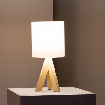 Lampe de table en bois Kanuni blanc Ledkia 5