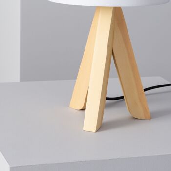 Lampe de table en bois Kanuni blanc Ledkia 7