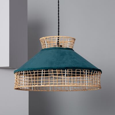 Ledkia Qashinka Velvet and Wicker Pendant Lamp