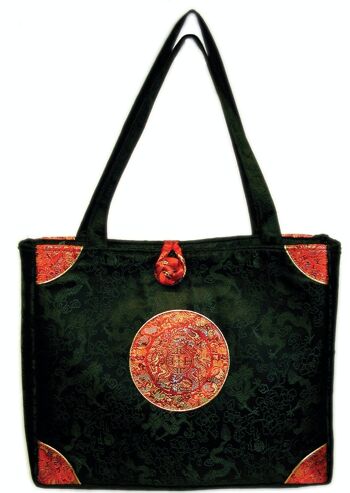 Sac à main zippé noir à motifs rouges 1