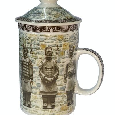 Taza con infusor de guerreros de terracota