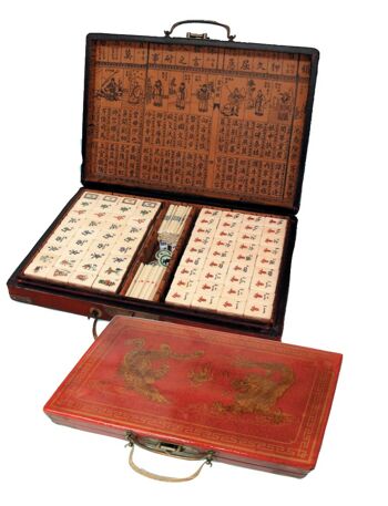 Mahjong Set dans étui dragon et phénix 4