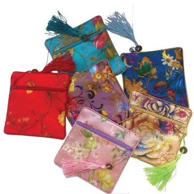 Colourful Floral Silky Purse