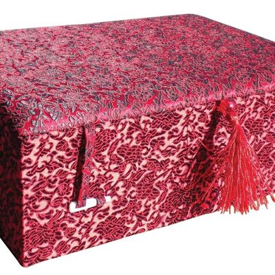 Grande boîte en brocart floral rouge