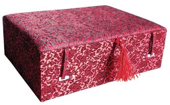 Grande boîte en brocart floral rouge 1