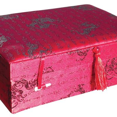 Caja grande de brocado de dragón rojo