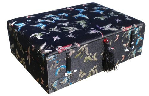 Large Black Butterfly Brocade Box