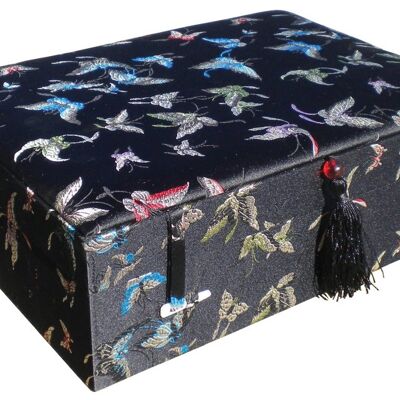 Large Black Butterfly Brocade Box