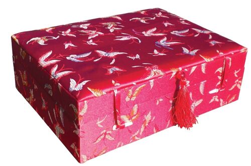 Large Red Butterfly Brocade Box