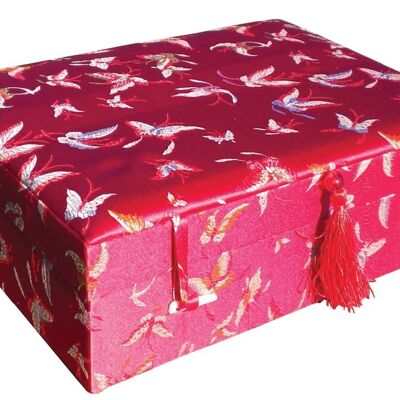 Large Red Butterfly Brocade Box