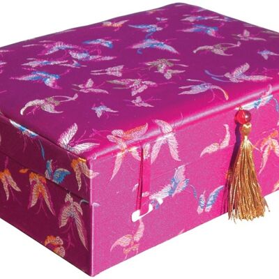Grande scatola di broccato farfalla viola