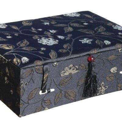 Große schwarze Brokat-Box mit Blumenmuster