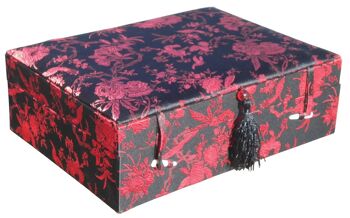 Grande boîte en brocart floral rouge et noir 1