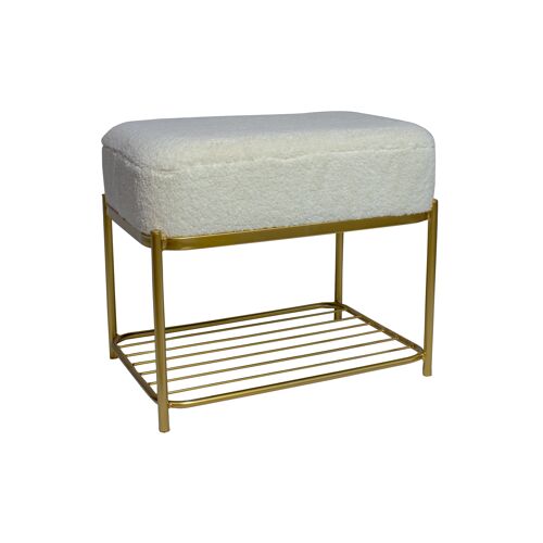 POUF BEIGE STRUCTURE EN METAL DORE 52X37X45CM MUNIO