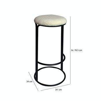 LOT DE 2 TABOURET DE BAR ECRU AVEC PIEDS EN METAL NOIR 34X34XH78CM ALLOS. 5