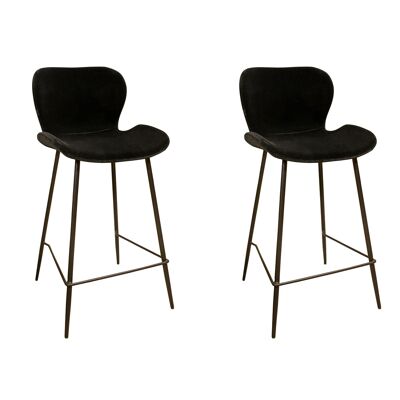 JUEGO DE 2 SILLAS BARBARA DE TERCIOPELO NEGRO CON PATAS DE METAL NEGRO