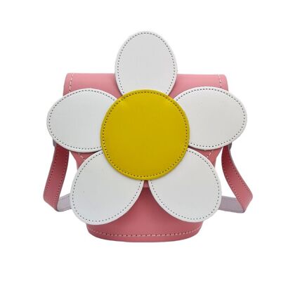 Handgefertigte Gänseblümchen-Fasstasche aus Leder – Pastellrosa