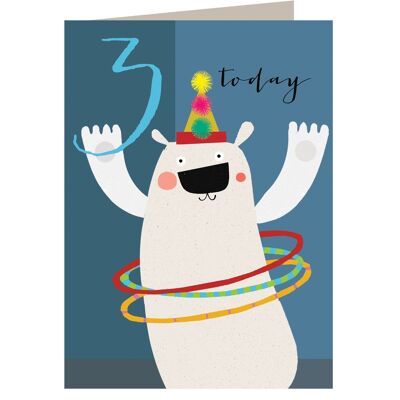 NA03 Tarjeta de tercer cumpleaños del oso polar