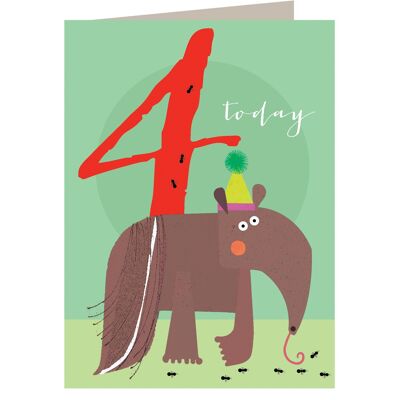 NA04 Ameisenbär 4. Geburtstagskarte