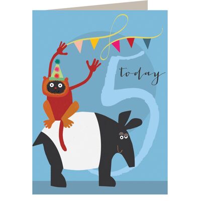 NA05 Tapir & Lemur 5. Geburtstagskarte