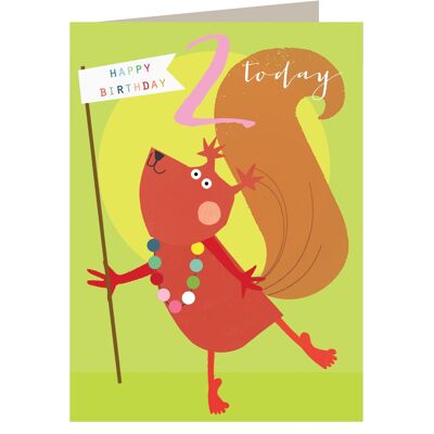 NA07 Squirrel Two Birthday Card