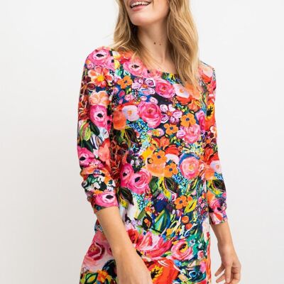 DRESS woman multicolor flowers cotton - ARBORG