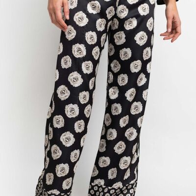 TROUSERS black woman with white flowers - BIELD