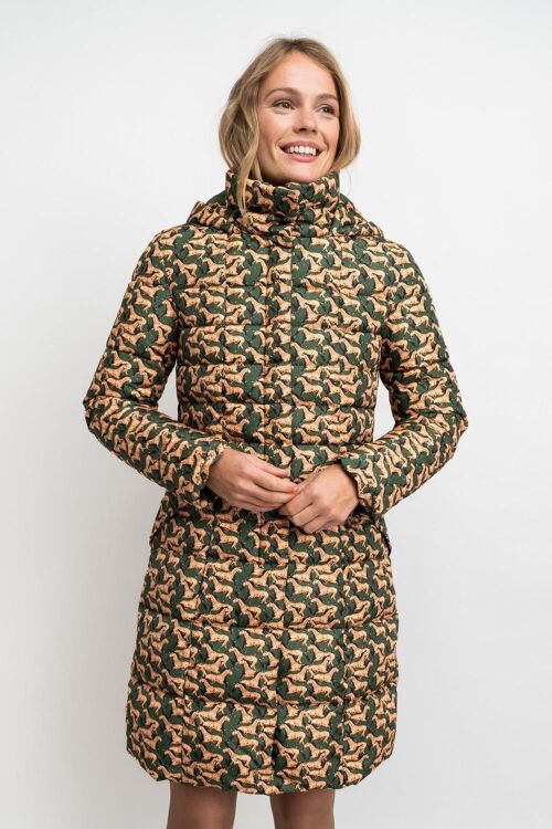 ANORAK mujer verde con caballos marrones - CAMBRIAN