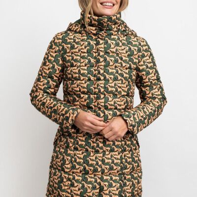 ANORAK donna verde con cavalli marroni - CAMBRIANO