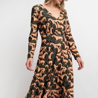 Green woman DRESS with brown horses - CAMBRIAN