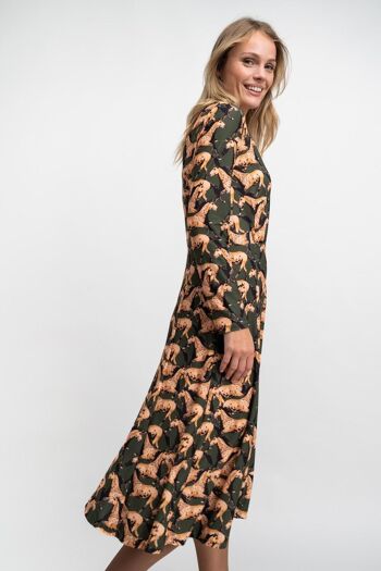 ROBE femme verte avec chevaux marron - CAMBRIAN 2