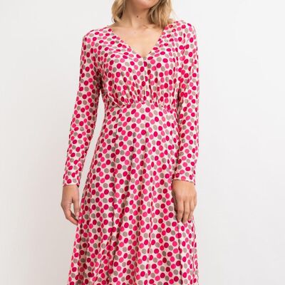 Women's pink polka dot DRESS - GLAMORGAN
