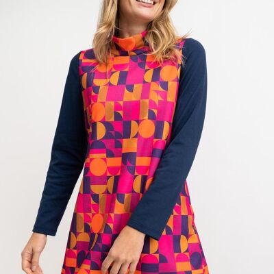 ROBE femme rose orange violet avec manches bleues - HOLYHEAD