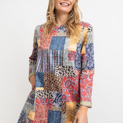 Women's DRESS with multicolored squares - IRISH