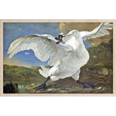 Cartolina in legno ASSELIJN, SWAN Fine Art Card