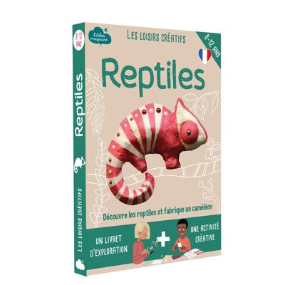 Scatola per creare camaleonti in cartapesta per bambini + 1 libro - Kit fai da te/attività per bambini in francese